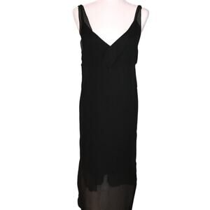The Fifth Label Black Dress Sheer Overlay Sleeveless Deep V Front and Back XS